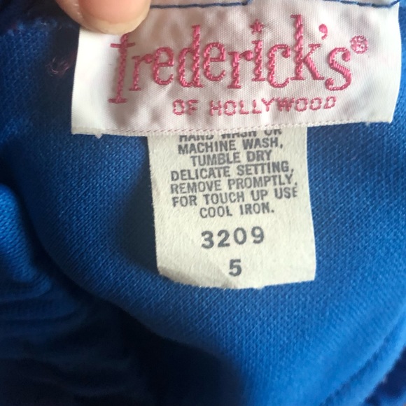 VTG Frederick’s Of Hollywood Knit Cut Out Side Flare Pant Blue High Waist Size 5 - Picture 4 of 4